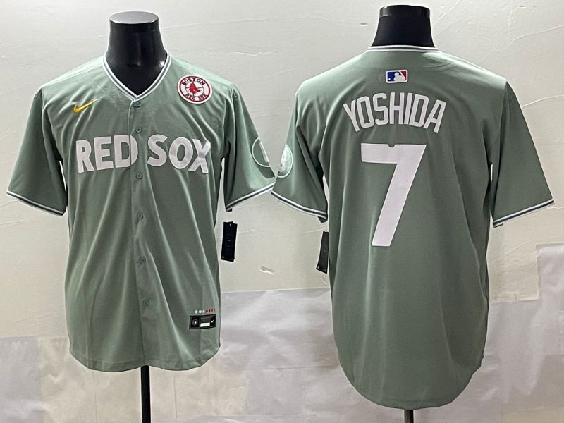 Men 2025 Boston Red Sox #7 Yoshida Light Green Joint Name Nike MLB Jersey style 9->boston red sox->MLB Jersey